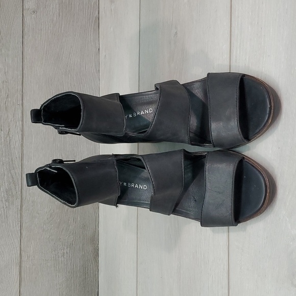 Lucky Brand Womens Kabott Gladiator Ankle Block Leather Booties shoes sz 8.5M - Picture 3 of 12